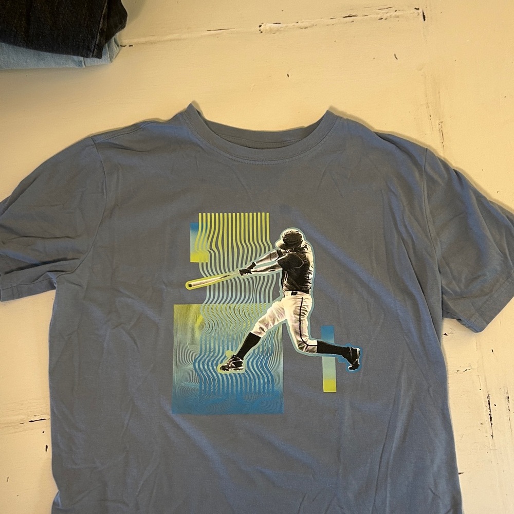 Xersion Blue Kids Short Sleeve Tee with Baseball Graphic